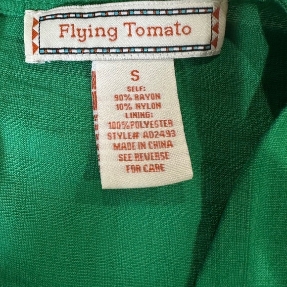 Flying Tomato Green Cutout Ring Puff Sleeve Tiered Maxi Dress AD2493 Small - Picture 4 of 4